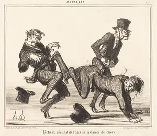 Facheux résultat... de la viande de cheval, by Honoré Daumier, ink, 1856