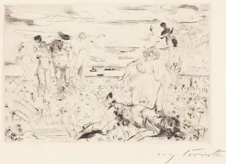 Bacchanal, by Lovis Corinth, ink, 1914
