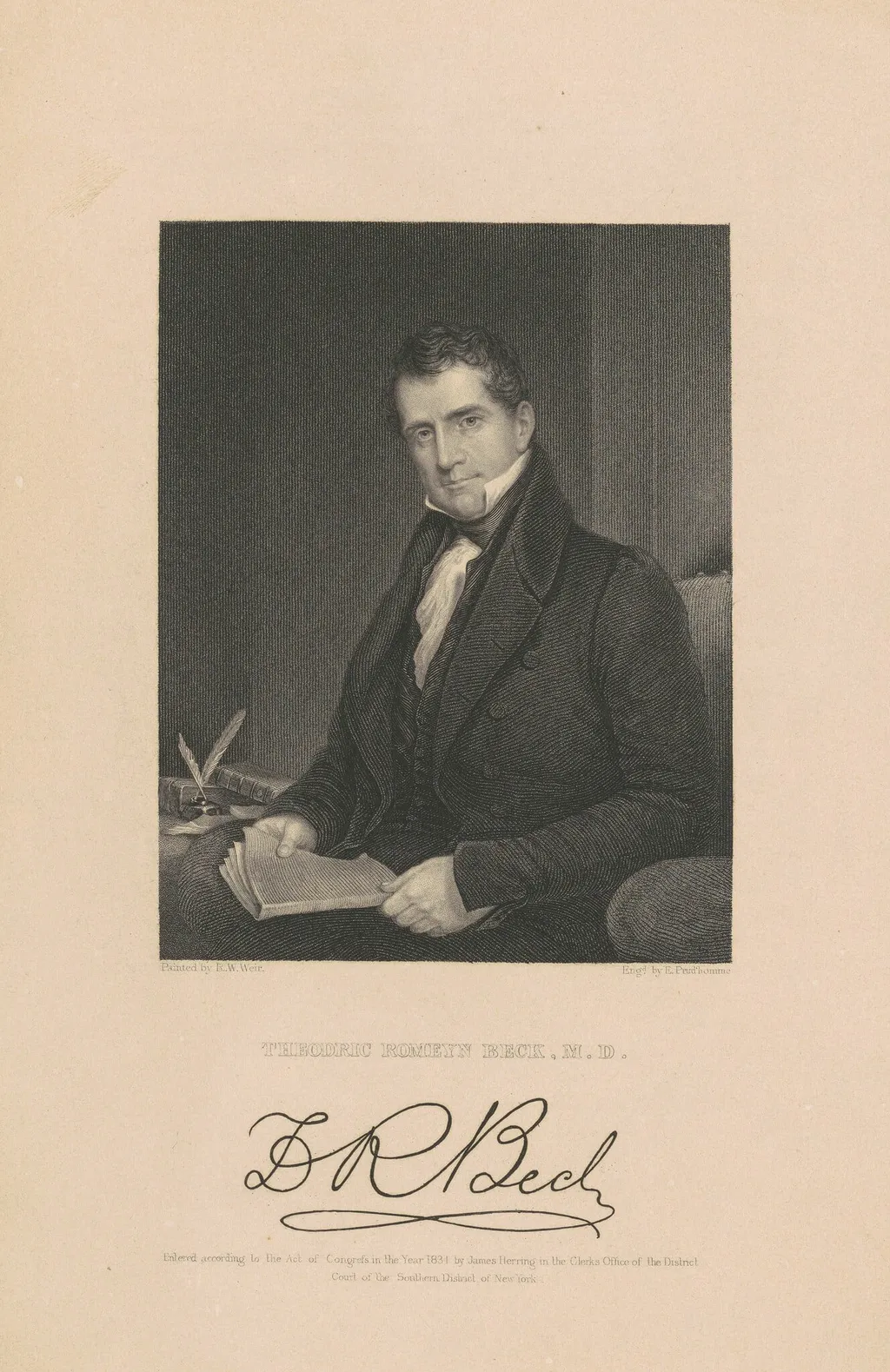 Theodric Romeyn Beck, M.D., by John Francis Eugene Prud'homme, ink, 1834
