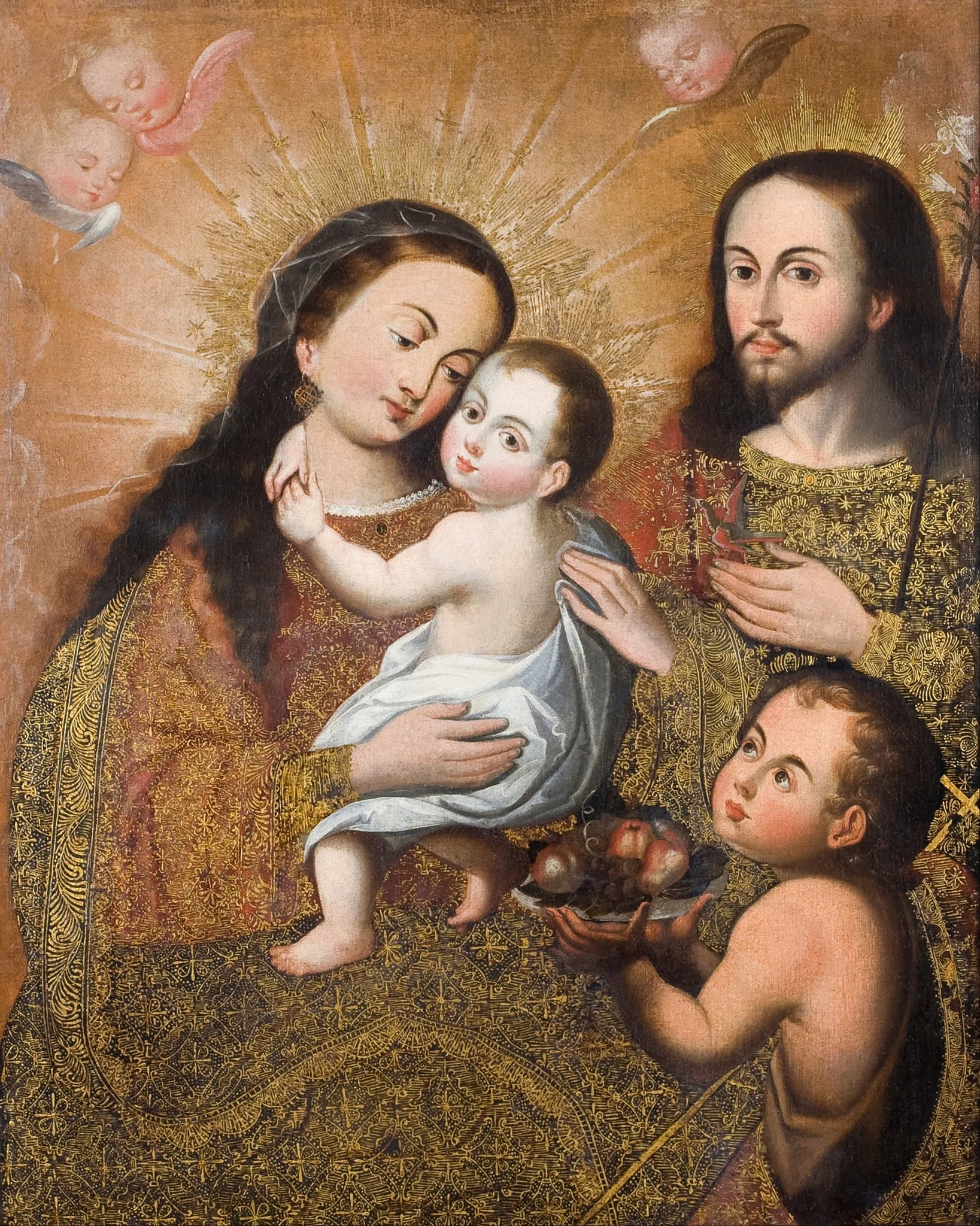 Holy Family with Saint John and a Goldfinch, detail