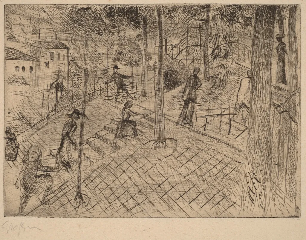 Montmarte, by Rudolf Grossman, ink, 1913