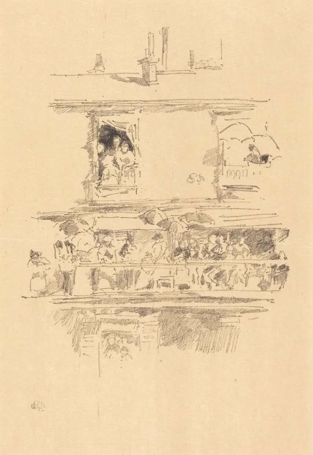 The Long Balcony, by James McNeill Whistler, ink, 1894