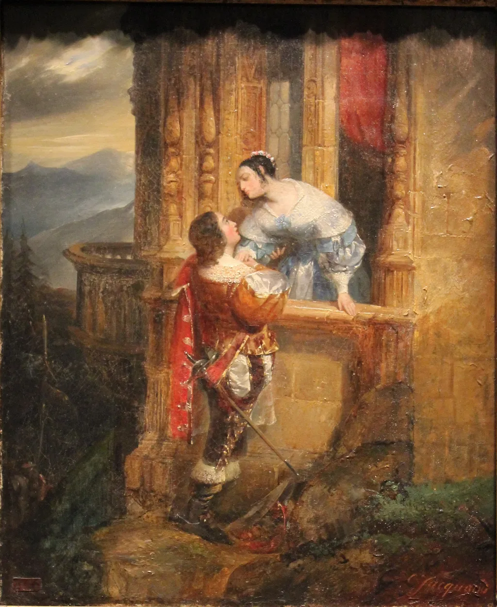 Les Adieux de Cinq-Mars à Marie d'Entraigues or le Baiser du départ, by Claudius Jacquand, oil, 1836