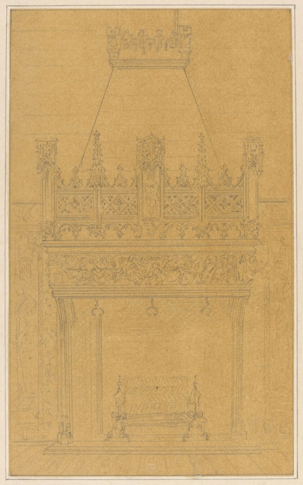 Drawing attributed to Pugin, detail