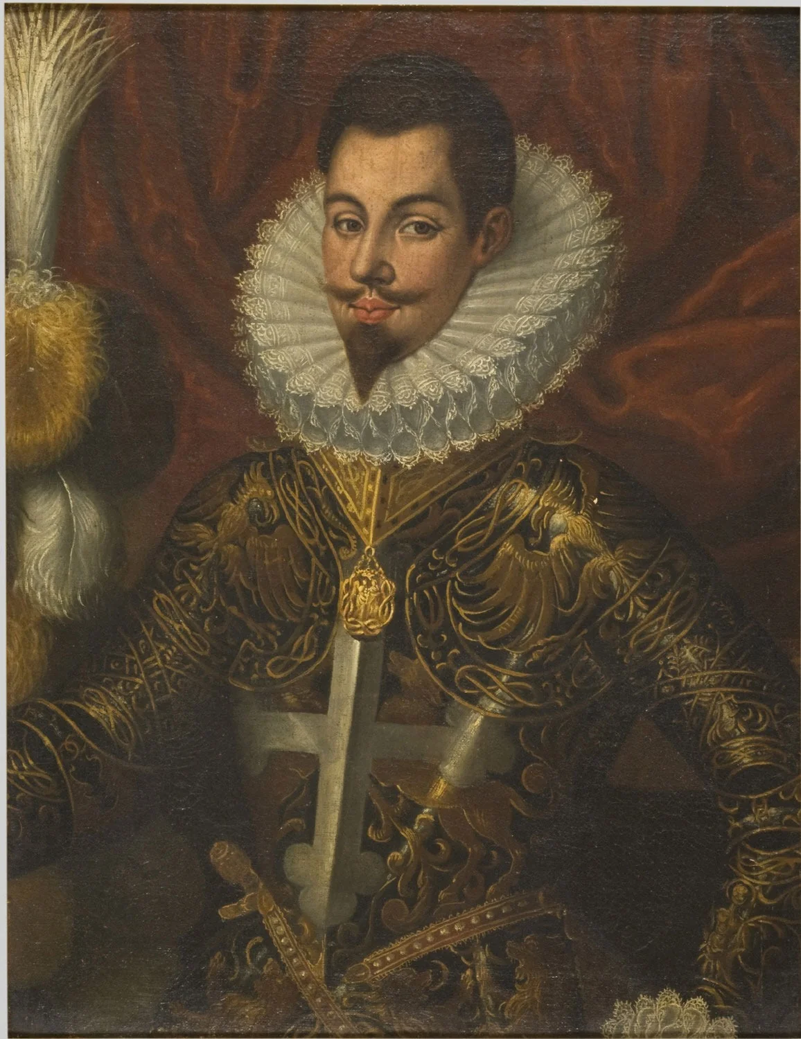 Portrait of a Man in Armor, detail