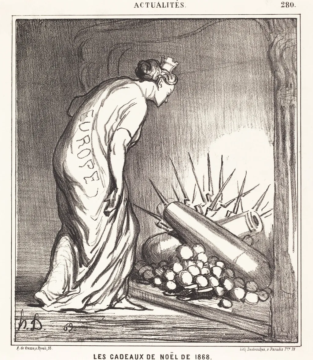 Les Cadeaux de Noël de 1868, by Honoré Daumier, ink, 1868