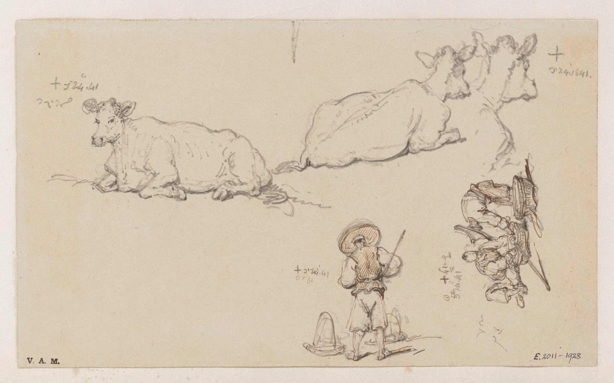 Figures and cattle, detail