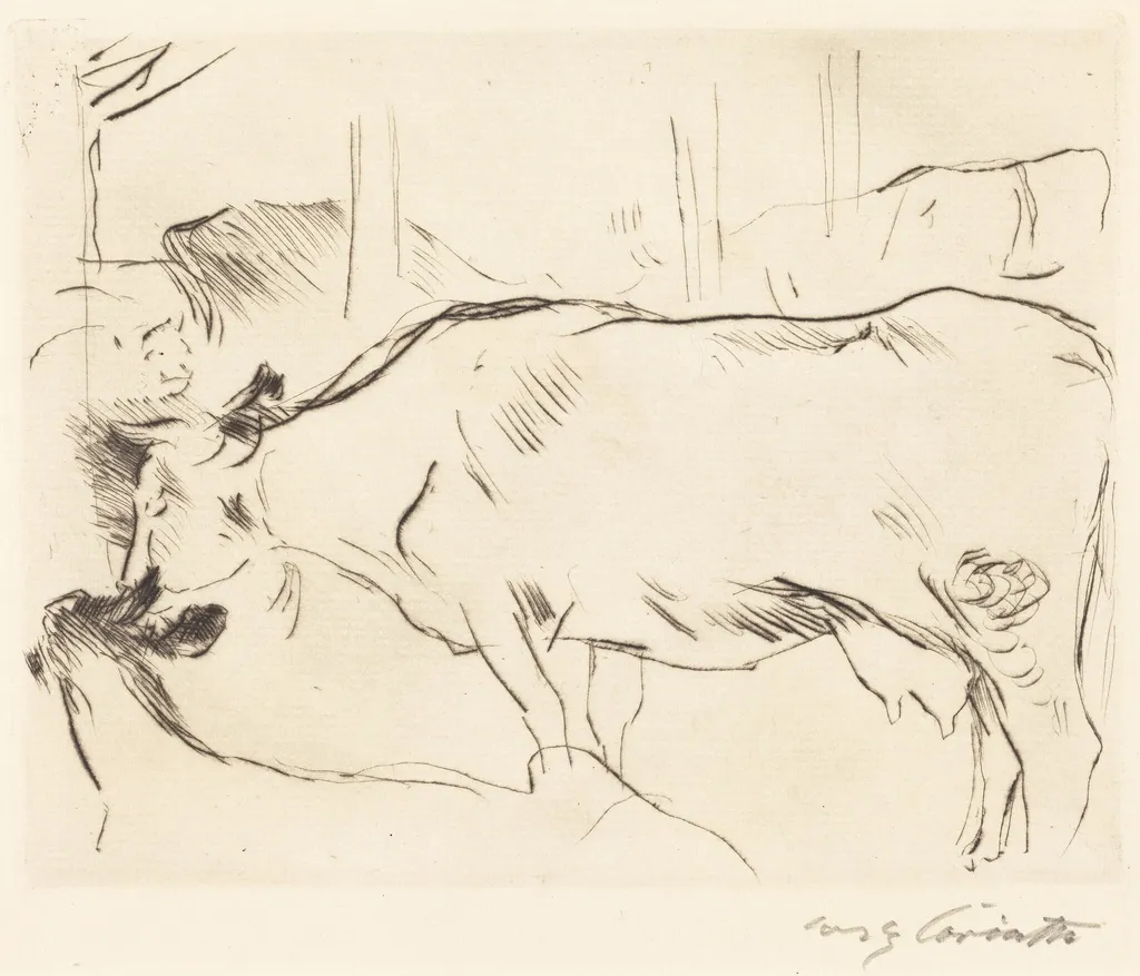 Kuhstall II (Cow Barn II), by Lovis Corinth, ink, 1914