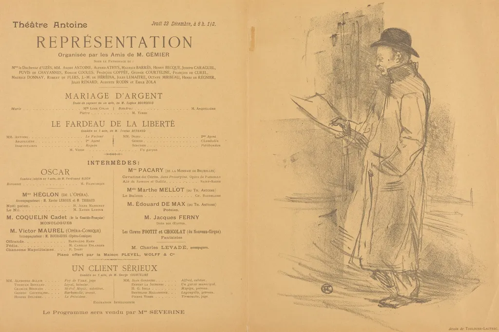 Mariage d'argent; Le Fardeau de la liberté; Un Client sérieux [recto], by Henri de Toulouse-Lautrec, ink, 1897
