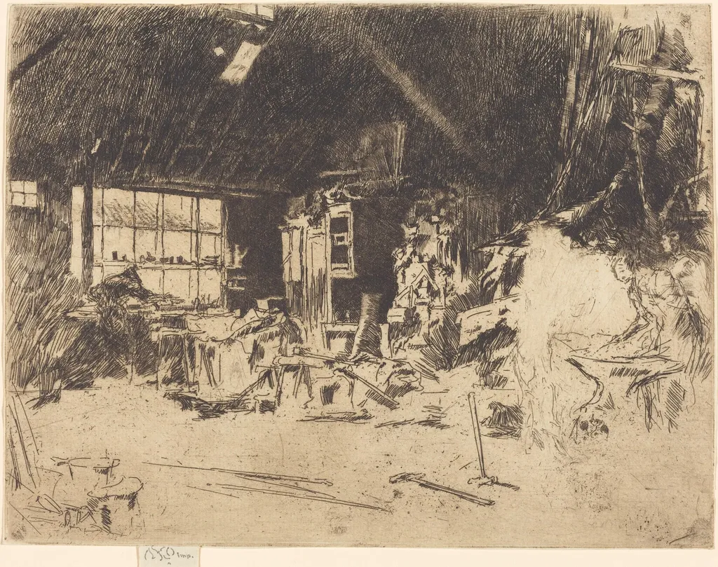 The Smithy, by James McNeill Whistler, ink, 1880