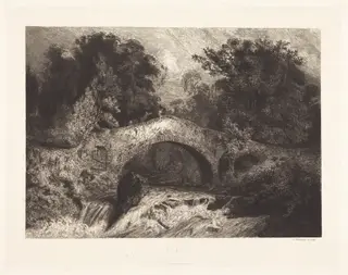 A Bridge in Auvergne (Un pont en Auvergne), by Paul Huet, ink, 1834