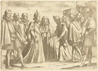 Reception at Mantua, by Jacques Callot, ink, 1612