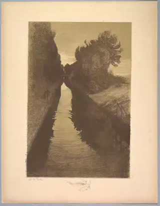 Suite de Paysages: Landscape, Plate 1, Remarque, A Fish, by Charles Marie Dulac, 1892