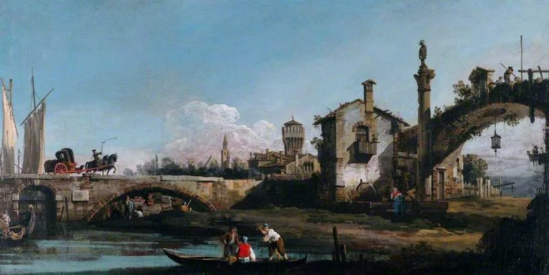 Capriccio with Two Bridges and Figures, detail