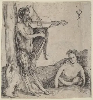 Satyr's Family, by Jacopo de' Barbari, ink, 1504