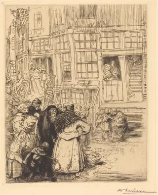 Jewish Quarters in Amsterdam, by Auguste Louis Lepère, ink, 1884