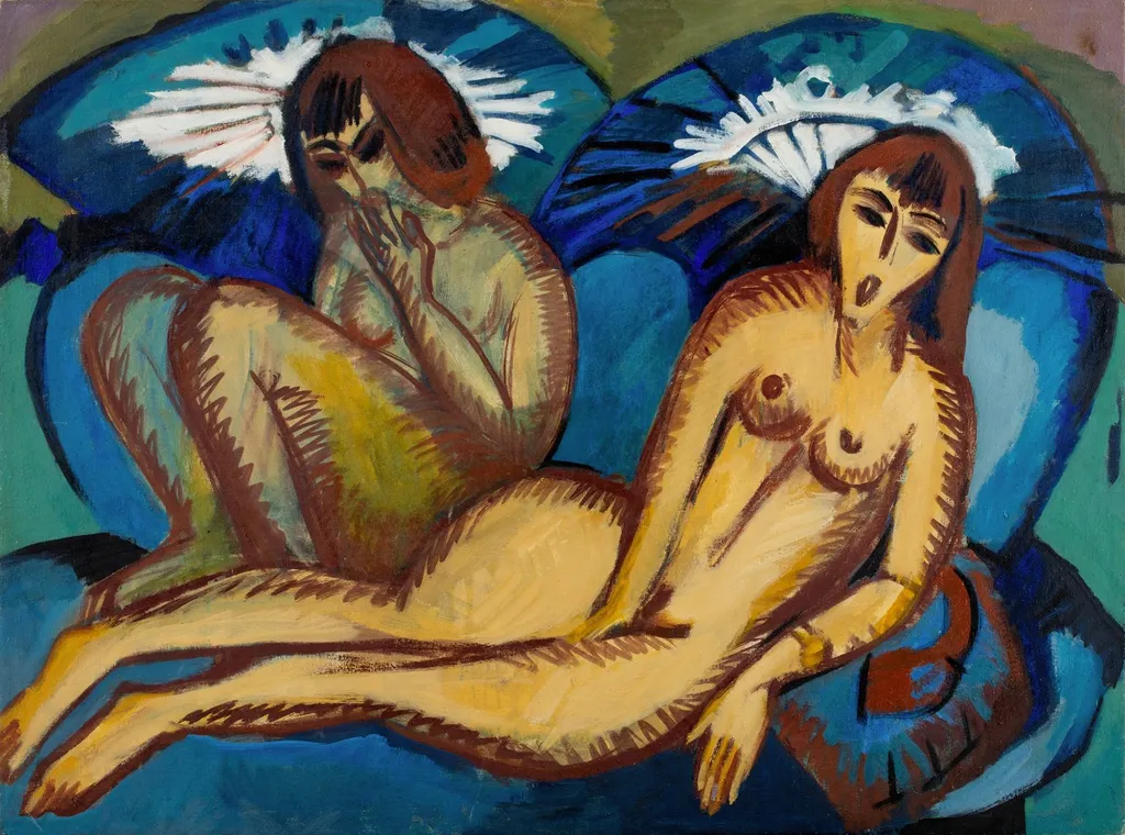 Lungernde Mädchen, by Ernst Ludwig Kirchner, oil, 1911