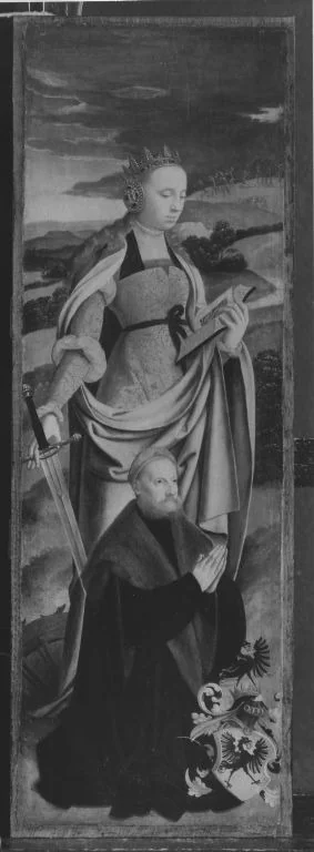 Rinck-Altar II:Saint Catherine with donor Hermann Rinck, detail