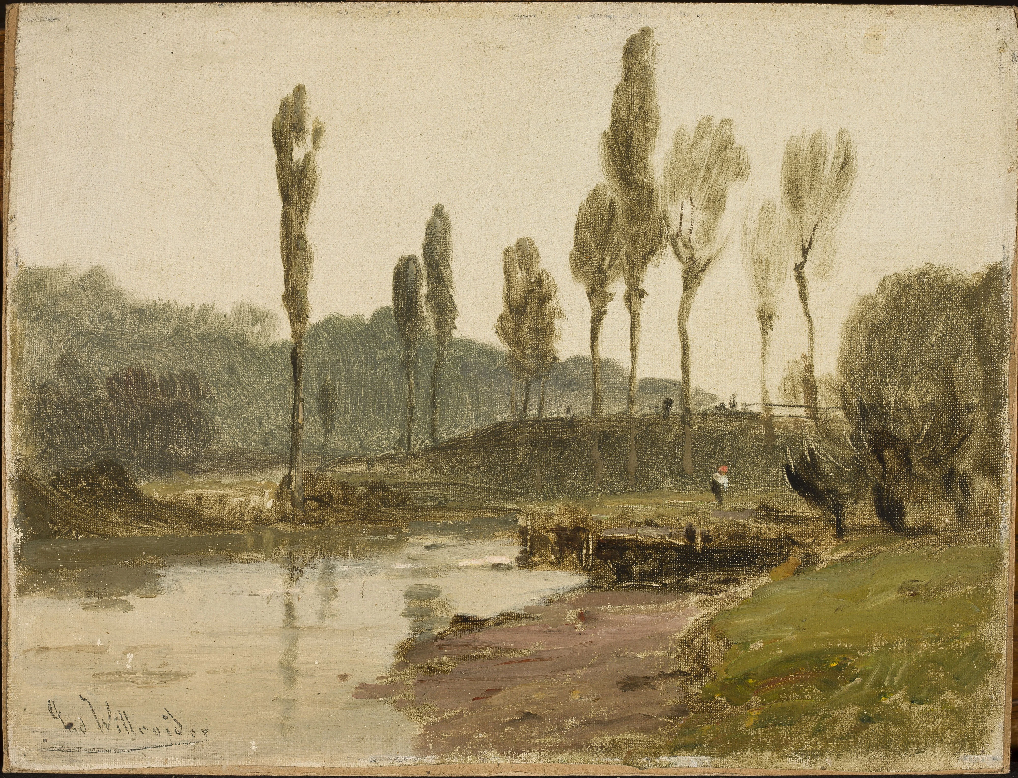 Forest landscape with water, detail