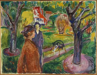Two Women in the Garden, by Edvard Munch, oil, 1926