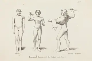 Daedalian Figures from Bronzes, by W. Walton, ink, 1829