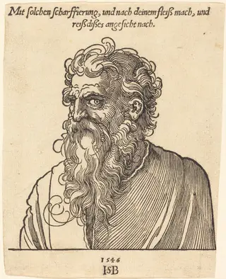 Bust of an Old Bearded Man, by Sebald Beham, ink, 1546