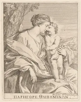 The Virgin and Child, by Giovanni Bottani, ink, 1701