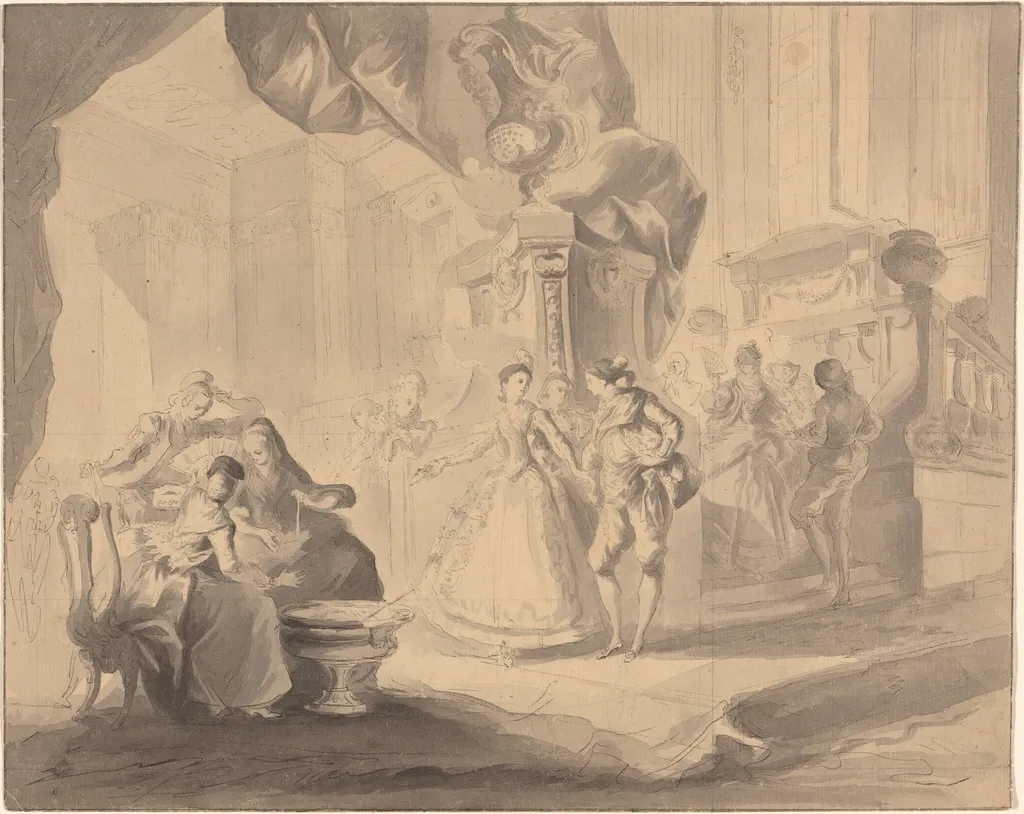 Dance in a Palace, by Luis Paret y Alcázar, ink, 1772