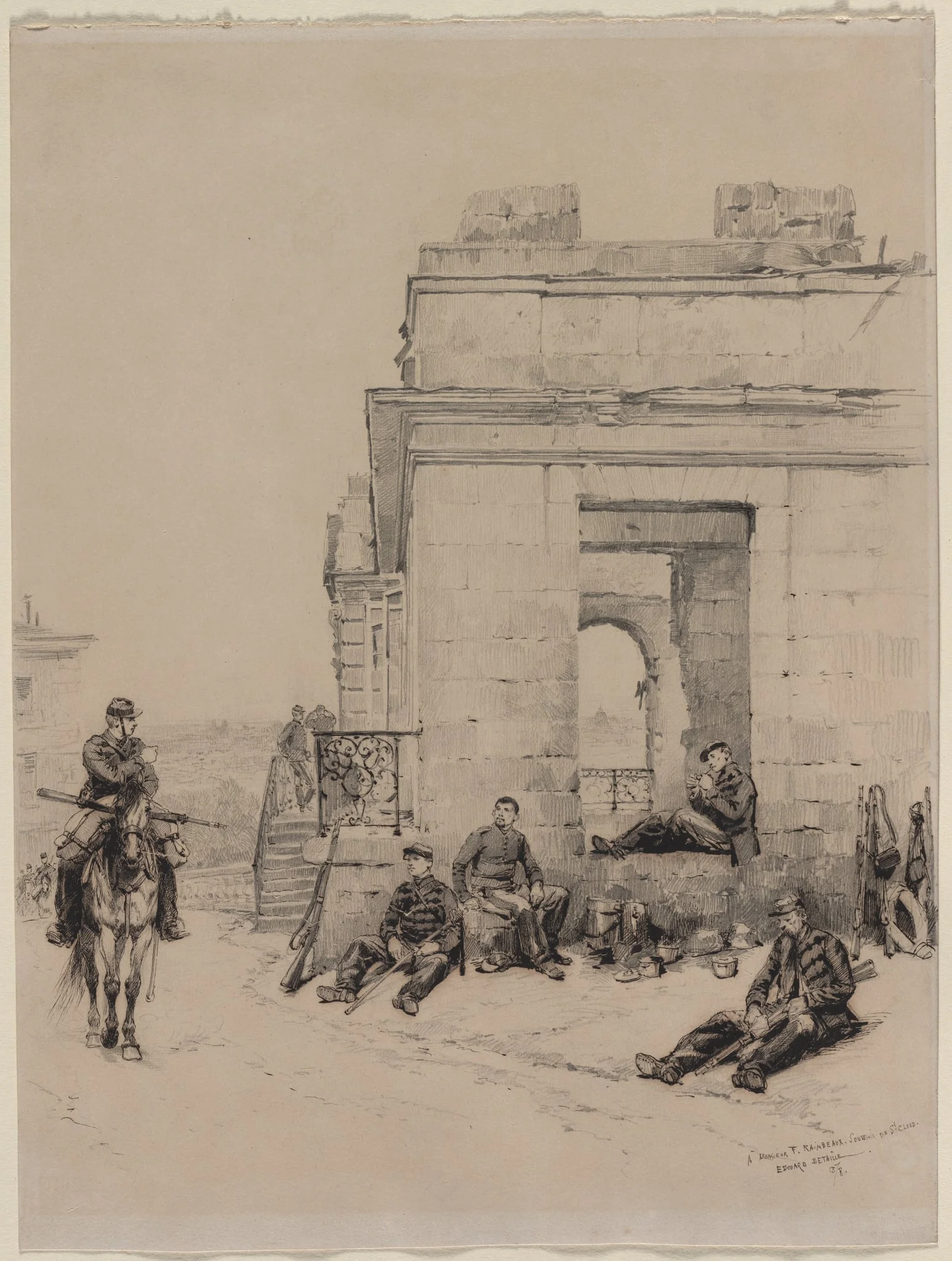 Soldiers Resting (recto), detail