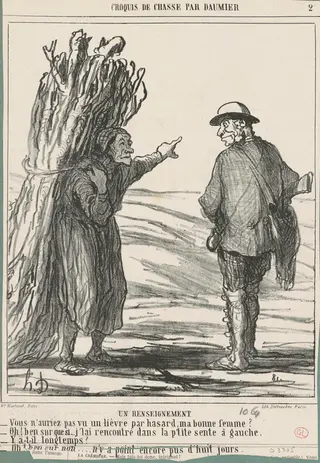 Un renseignement, by Honoré Daumier, ink, 1864