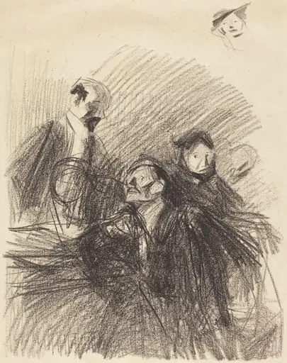 Scène d'audience (les deux avocats) (Scene of a Hearing (The Two Lawyers)), by Jean-Louis Forain, ink, 1915