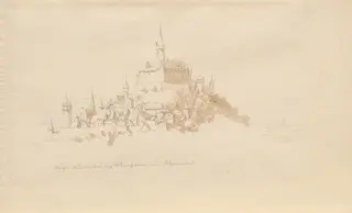 Schloss Lindenfels bei Weinheim im Odenwald, by Karl Julius von Leypold, graphite, 1840