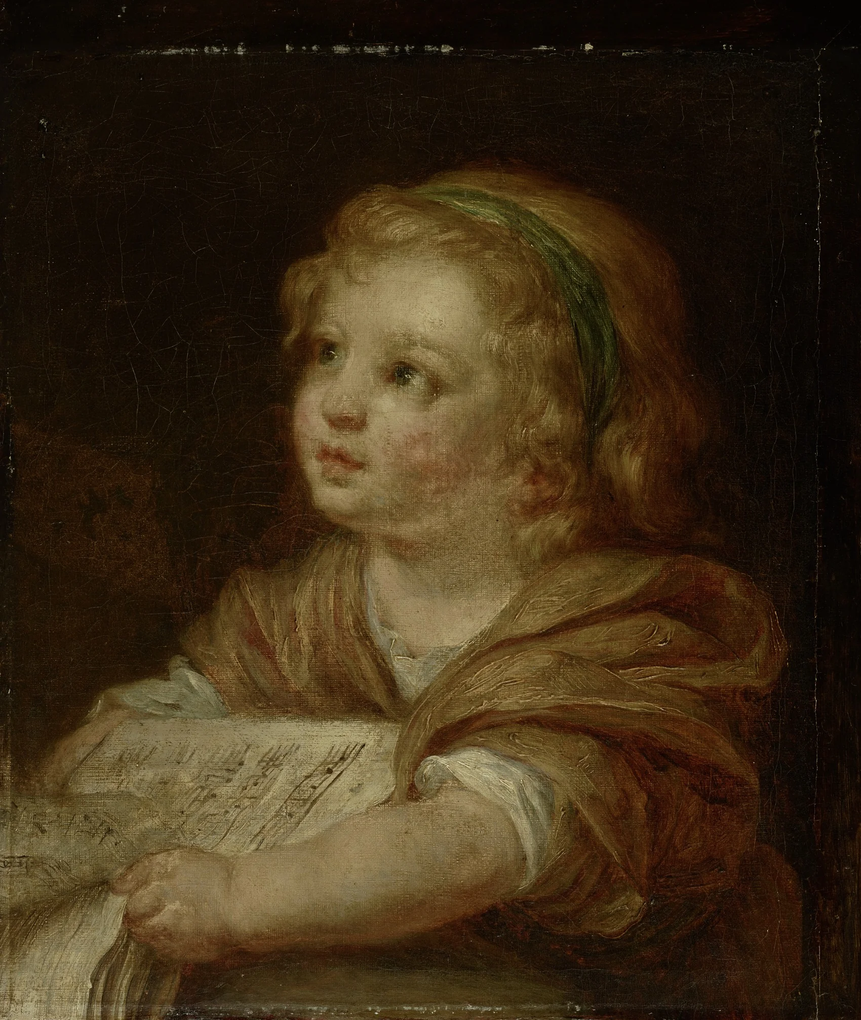 Girl with Music Book, detail