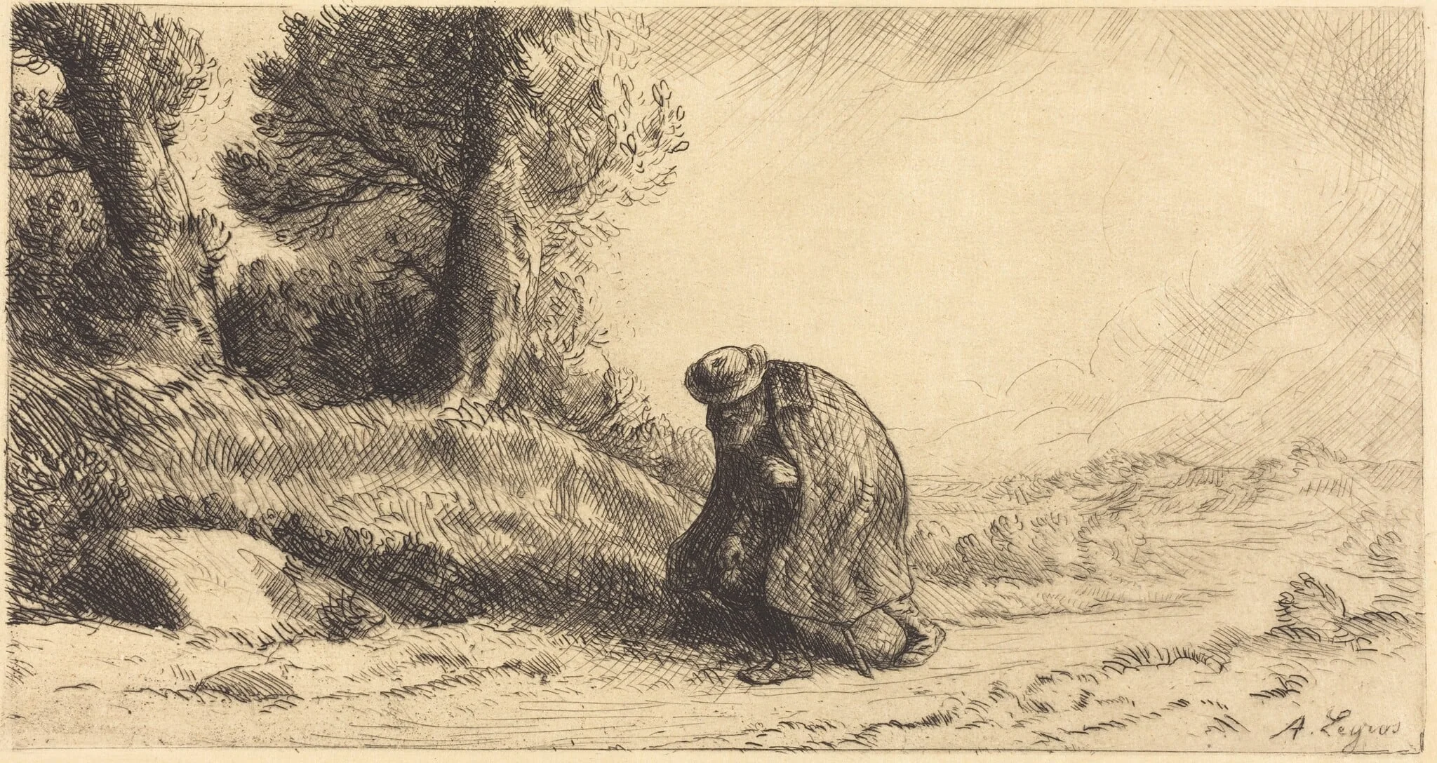 Vagabond Moving along a Lane (Un vagabond passant dans une ruelle), detail