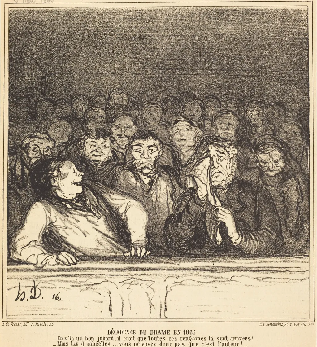 Décadence du drame en 1866, by Honoré Daumier, ink, 1866