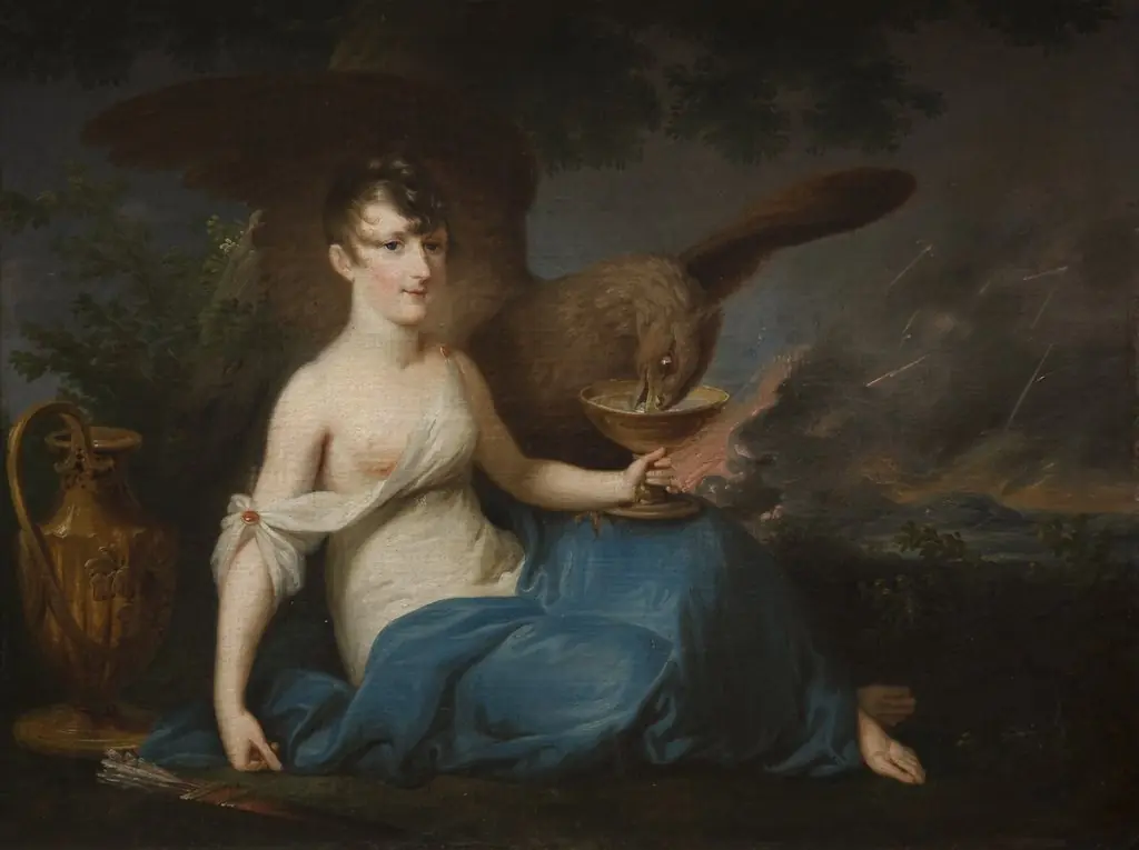 Portrait of Teofila Radziwiłł as Hebe, by Józef Peszka, oil, 1809
