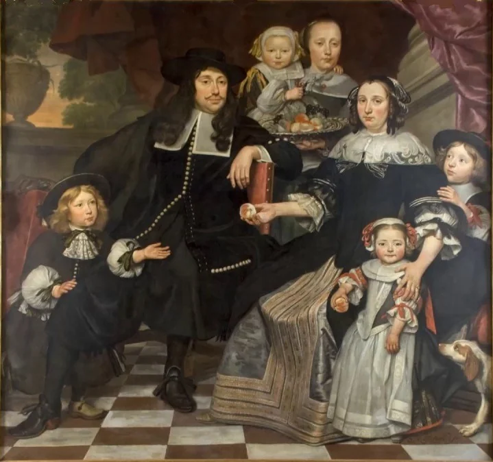 A family on the terrace of a country house, detail