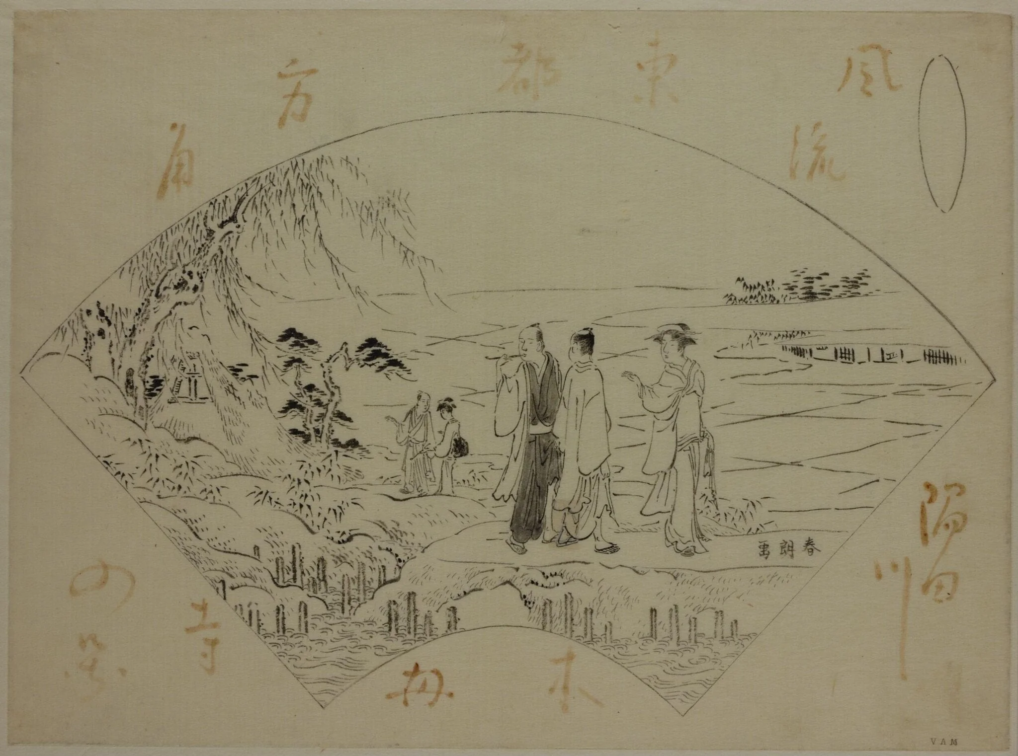 The Mokuboji Temple by the Sumida River, detail