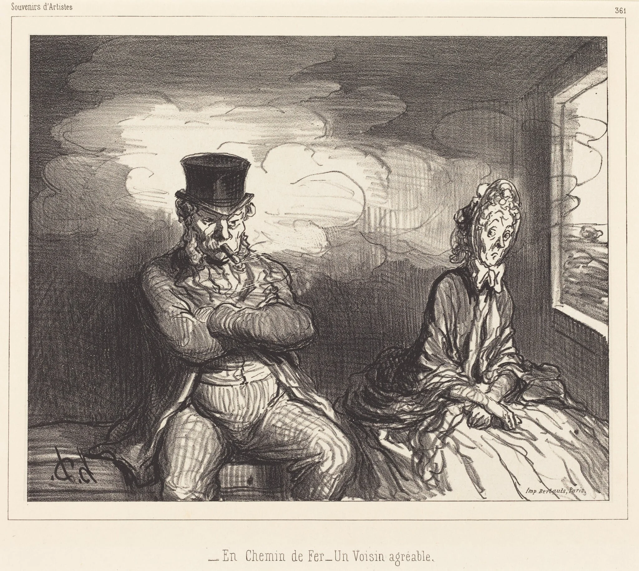 En Chemin de fer... un voisin agréable (On the Railroad... an agreeable neighbor), detail
