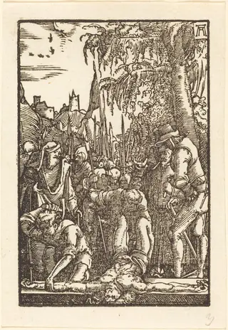 Christ Nailed to the Cross, by Albrecht Altdorfer, ink, 1513