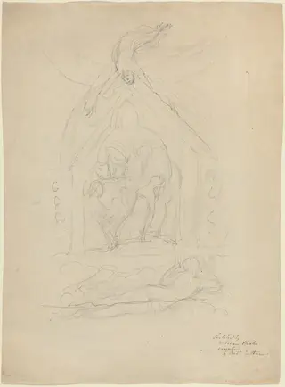 The Descent of Peace [recto], by William Blake, graphite, 1815