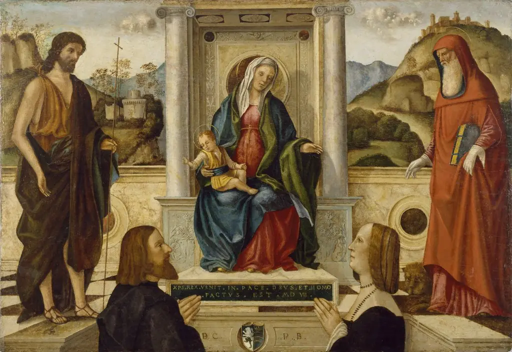 Madonna and Child Enthroned with Saints and Donor, by Vittore Carpaccio, oil, 1507
