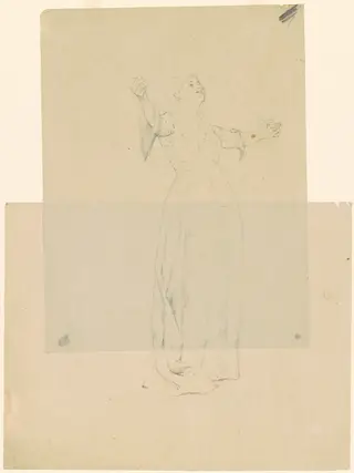 Woman with Outstretched Arms, by Thomas Hovenden, graphite, 1884