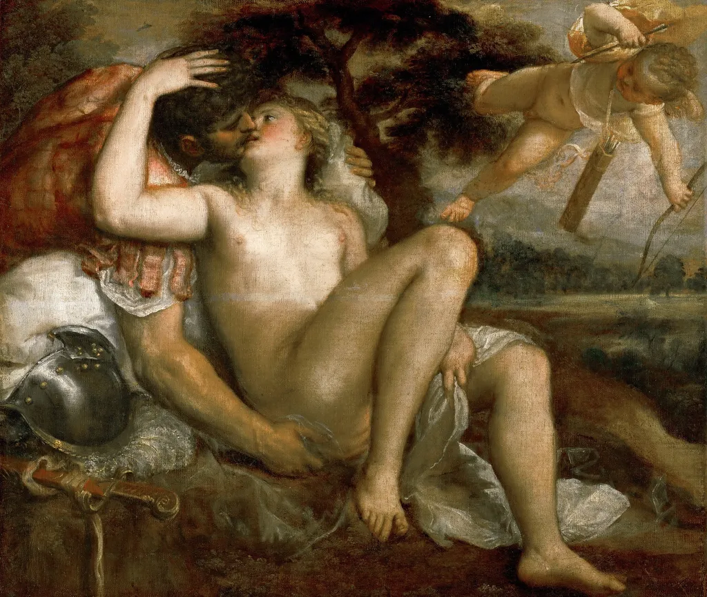 Mars, Venus and Amor, by Titian, oil, 1550