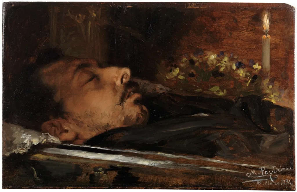 Retrato mortuorio del pintor Joaquín Araujo, by Manuel Poy Dalmau, oil, 1898