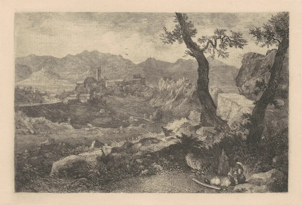 View Near Rome, by George Loring Brown, ink, 1854