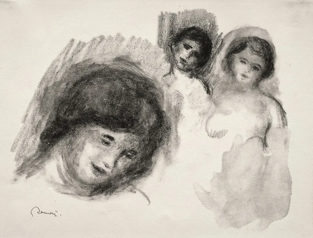 Stone with Three Sketches, by Auguste Renoir, 1904