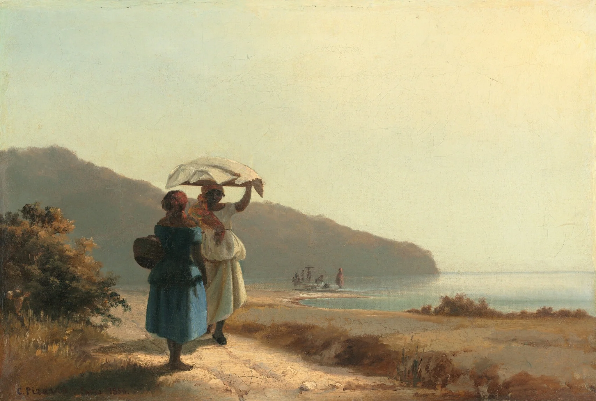 Two Women Chatting by the Sea, St. Thomas, detail