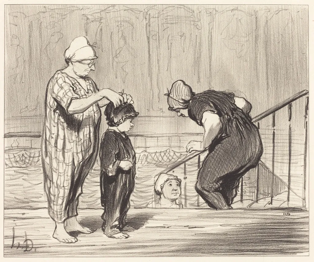 En Famille, by Honoré Daumier, ink, 1847