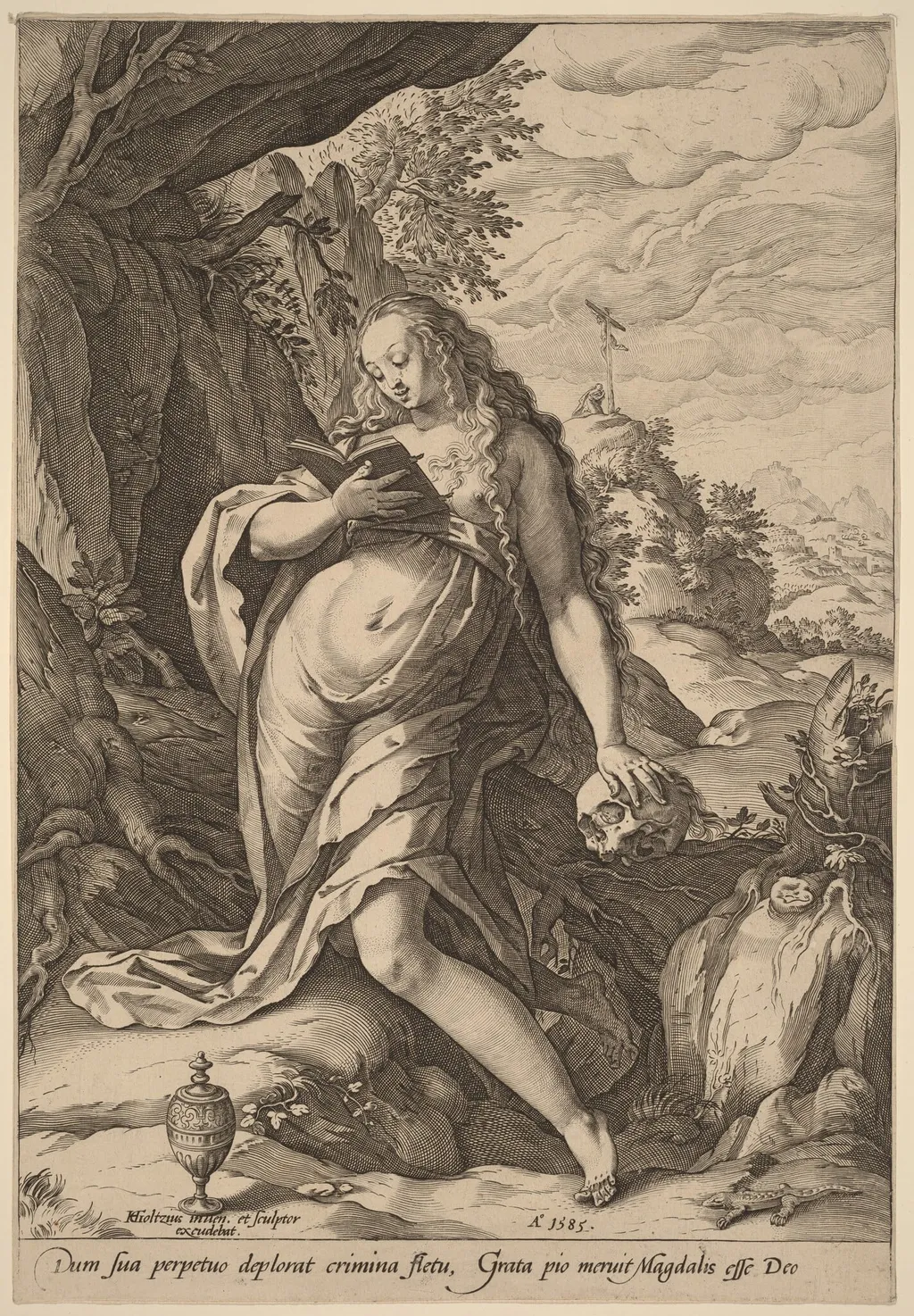 St. Mary Magdalen Penitent, by Hendrick Goltzius, ink, 1585
